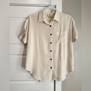 Elie Tahari Beige Button-Up Shirt with Black Buttons Size XS